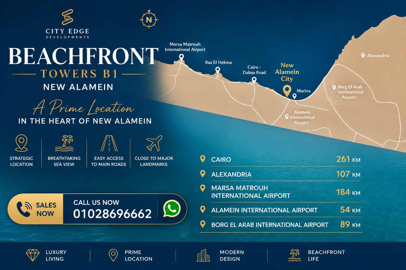 بيتش فرونت تاورز العلمين الجديدة 2 موقع بيتش فرونت تاورز